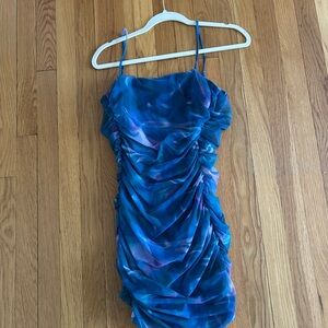 Ruched Blue Mini Dress xs